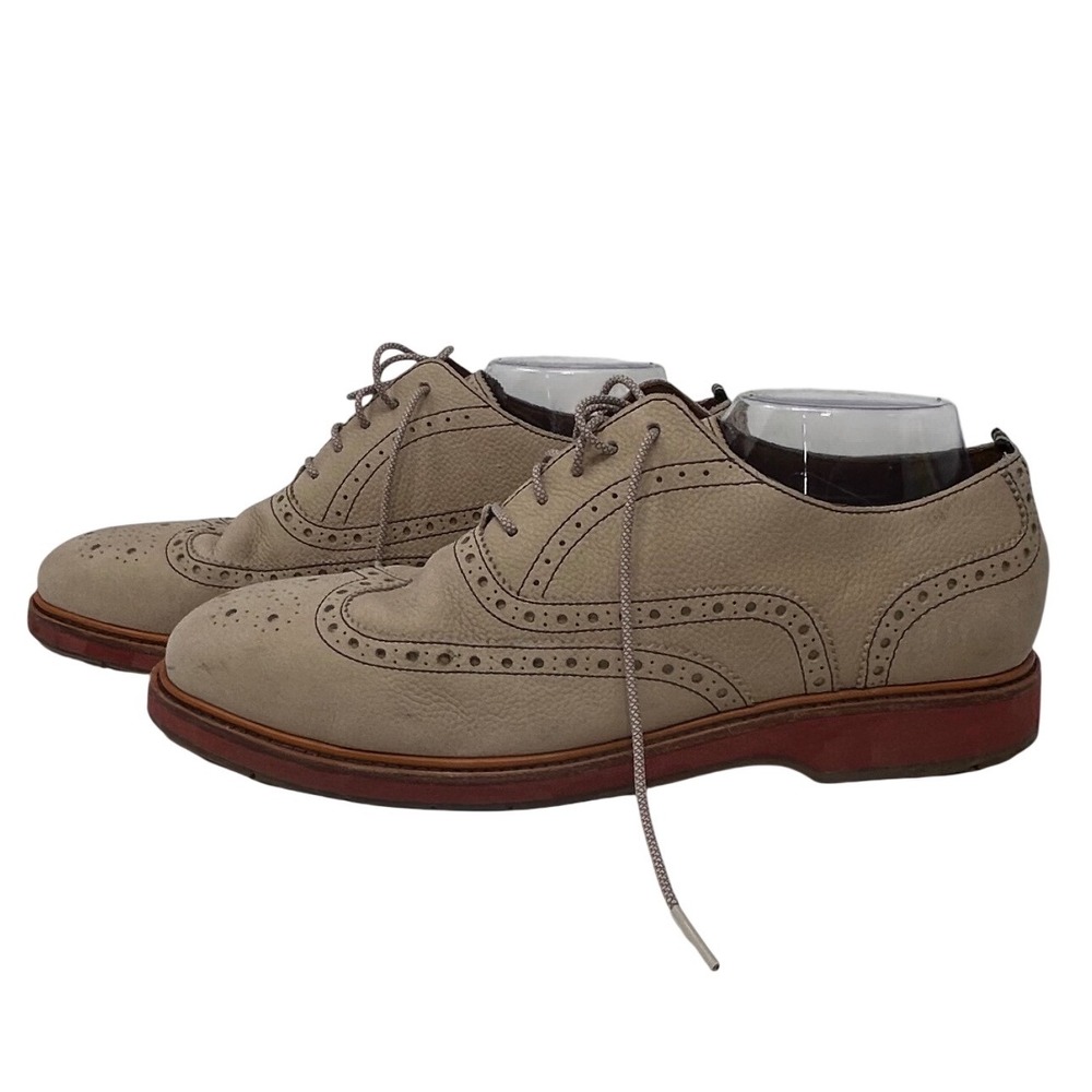 Cole Haan Mens Grand.OS Wingtip Oxford‎ Beige Leather Shoes C30842 Size 10.5 M